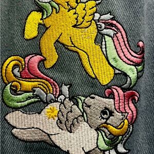 XS- Unique Cibtage- My Little Pony Collaboration Denim Embroidered Mini Skirt